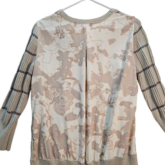 Simply Vera Cream Gray Silver Sweater Geometric Back Brown Medium Classic - Picture 7 of 8
